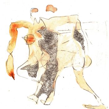 Картина под названием "Dancing People" - Reiner Poser, Подлинное произведение искусства, Карандаш