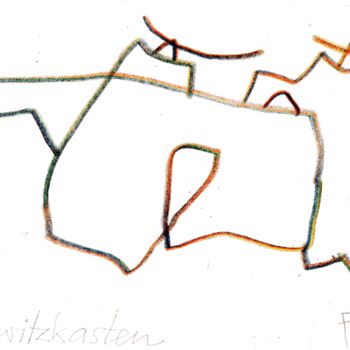 Tekening getiteld "Im Schwitzkasten" door Reiner Poser, Origineel Kunstwerk, Gelpen