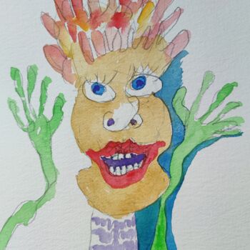 Drawing titled "OMG" by Reiner Poser, Original Artwork, Watercolor