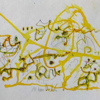 Zeichnungen mit dem Titel "Yellow Icecream" von Reiner Poser, Original-Kunstwerk, Aquarell