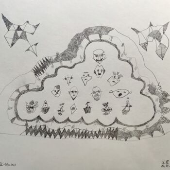 Desenho intitulada "Himmel, Gott und di…" por Reiner Poser, Obras de arte originais, Lápis