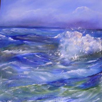 Peinture intitulée "la vague" par Reine-Rose, Œuvre d'art originale, Huile