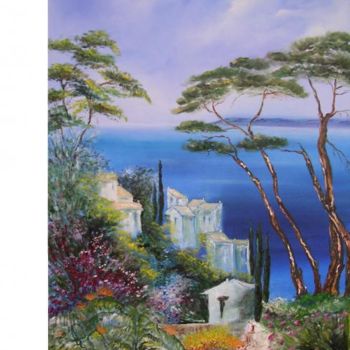 Pittura intitolato "jardin méditerranée…" da Reine-Rose, Opera d'arte originale, Olio