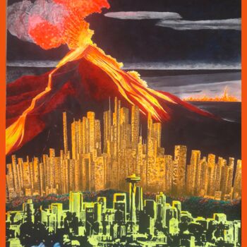 제목이 "Volcano"인 미술작품 Reinhard Häussler로, 원작, 아크릴