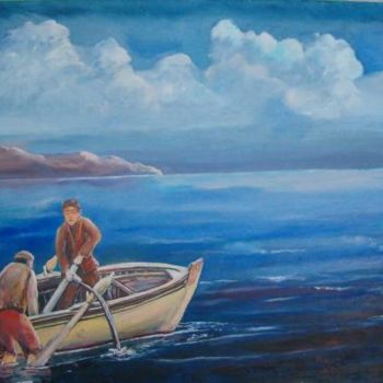 Painting titled "Poor Fishers" by Reis, Original Artwork, Oil