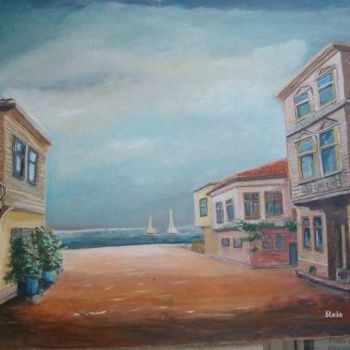 Painting titled "Historic Street" by Reis, Original Artwork, Oil