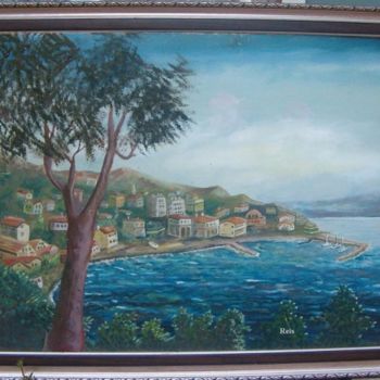 Painting titled "Village" by Reis, Original Artwork, Oil