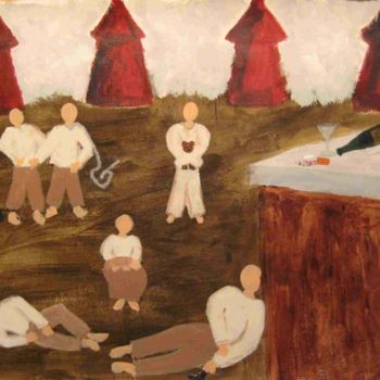 Peinture intitulée "Le bar des suicidés" par Deburane, Œuvre d'art originale, Huile