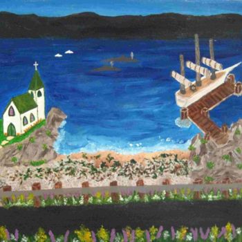 Painting titled "17h00 Port aux pers…" by Deburane, Original Artwork, Oil