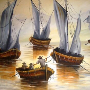 Peinture intitulée "veleiros-ost-70x90.…" par Rejane Pansera, Œuvre d'art originale
