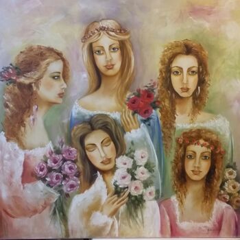 Pintura intitulada "mulheres-03-ost-80x…" por Rejane Pansera, Obras de arte originais, Outro