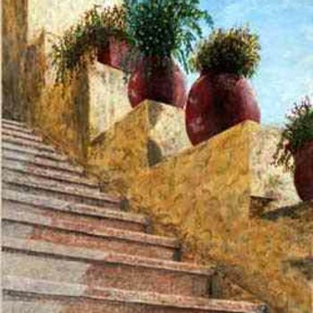 Картина под названием "48 # Escalier de Ci…" - Réjean Bergeron, Подлинное произведение искусства