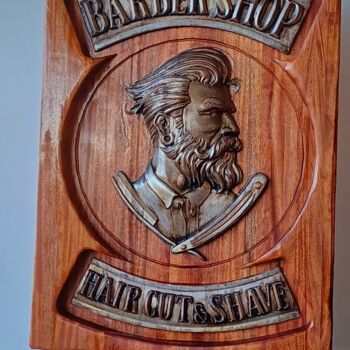 Sculptuur getiteld "Quadro Barber Shop,…" door Carvalho Condeço, Origineel Kunstwerk, Embossing