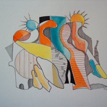 Painting titled "Decomposição Figura…" by Renato Pereira, Original Artwork