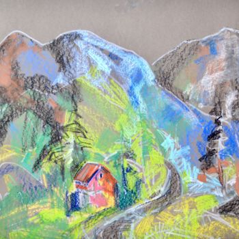 Pittura intitolato "Дом в горах. Черног…" da Sofiia Biriukova, Opera d'arte originale, Pastello