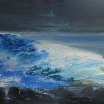 Painting titled "Wintermeer" by Remara, Original Artwork, Acrylic Mounted on Wood Stretcher frame