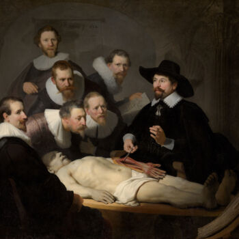 Peinture intitulée "La leçon d'anatomie…" par Rembrandt, Œuvre d'art originale, Huile