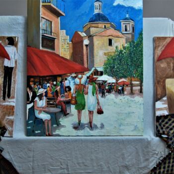 Pittura intitolato "Plaza de las Flores…" da Reme, Opera d'arte originale, Olio
