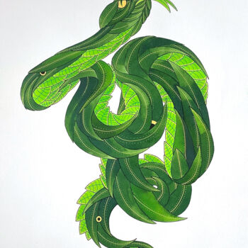 Desenho intitulada "GUY - Serpent" por Rémi Balligand, Obras de arte originais, Acrílico