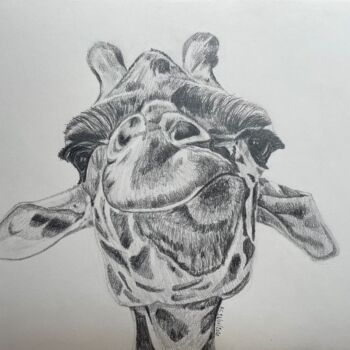 "Girafe" başlıklı Resim Rémi Capobianco tarafından, Orijinal sanat, Grafit