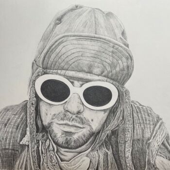 Drawing titled "Kurt Cobain" by Rémi Capobianco, Original Artwork, Pencil