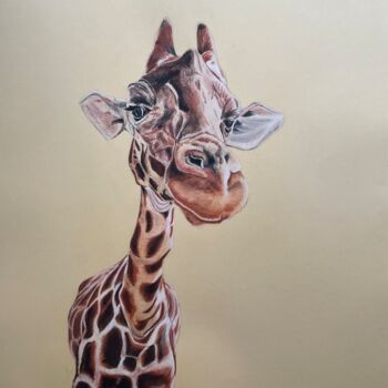 Dessin intitulée "Girafe 2" par Rémi Capobianco, Œuvre d'art originale, Conté