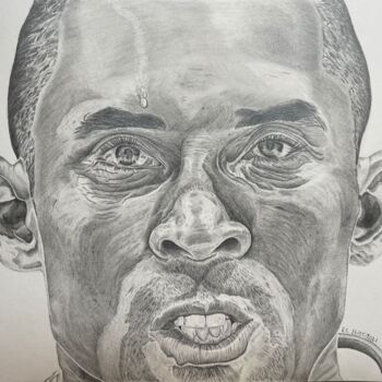 Drawing titled "Kobe Bryant" by Rémi Capobianco, Original Artwork, Pencil