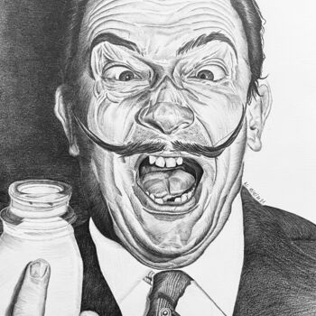 Drawing titled "Salvador Dalí 2" by Rémi Capobianco, Original Artwork, Pencil