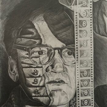 Drawing titled "Quentin Tarantino" by Rémi Capobianco, Original Artwork, Pencil