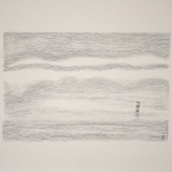 Drawing titled "Phare dans la brume." by Rémi Collin, Original Artwork
