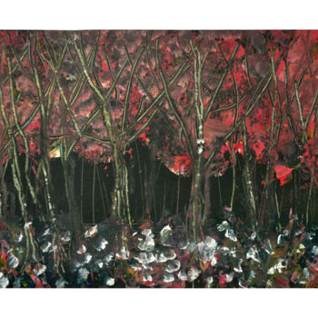Painting titled "La forêt #1" by Rémi Collin, Original Artwork, Acrylic
