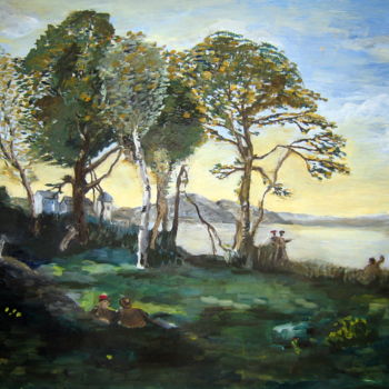 Painting titled "Lac de Castel Gando…" by Rémi Demerlé, Original Artwork, Oil