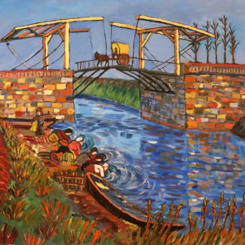 "Le pont de Langlois…" başlıklı Tablo Rémi Demerlé tarafından, Orijinal sanat, Petrol