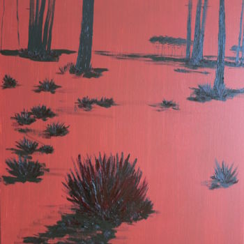 Painting titled "Landes-1" by Rémi Demerlé, Original Artwork, Oil