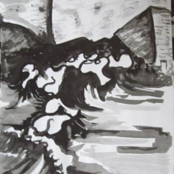 Malerei mit dem Titel "étude d'un vague 2" von Remi Granier, Original-Kunstwerk