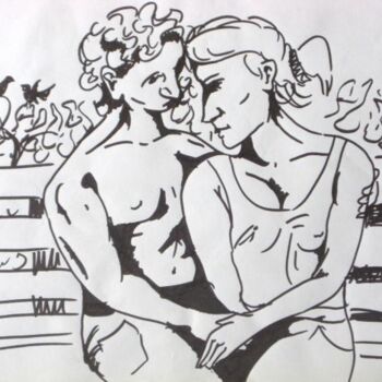 「Les amoureux」というタイトルの絵画 Remi Granierによって, オリジナルのアートワーク