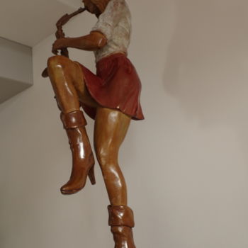 Sculpture titled "LA SAXOPHONISTE" by Coudrain-Sculpteur, Original Artwork, Bronze