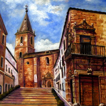 Pintura intitulada "La Roda. Subida a l…" por Remigio Megías García, Obras de arte originais, Óleo