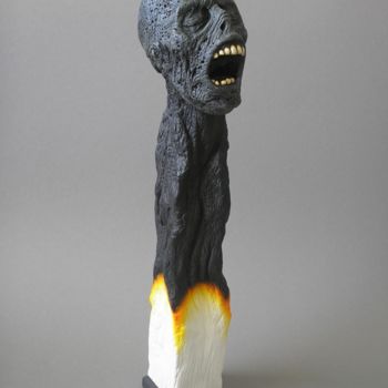 Skulptur mit dem Titel "Fire Death" von Remigius Sebastian Sappa, Original-Kunstwerk, Gips