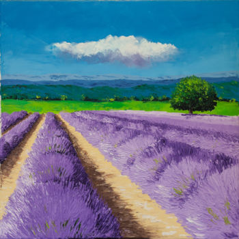 Peinture intitulée "champs de lavande" par Remy Bolet, Œuvre d'art originale, Huile