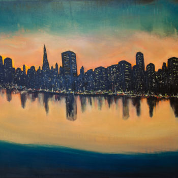 Painting titled "dark city" by Remy Bolet, Original Artwork