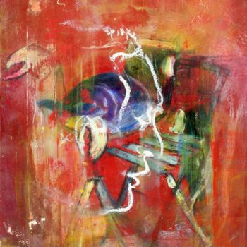 Peinture intitulée "Rouge interprèté et…" par Rémy Nicolas Graphite, Œuvre d'art originale