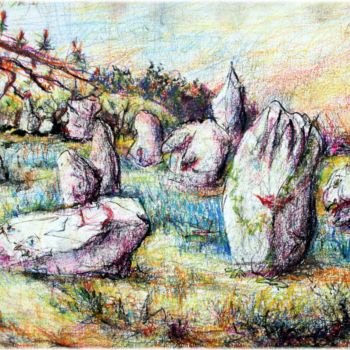 Ζωγραφική με τίτλο "Carnac Menhirs et K…" από Rémy Nicolas Graphite, Αυθεντικά έργα τέχνης
