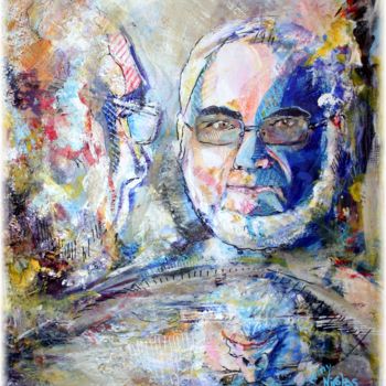 Painting titled "selfie autoportrait…" by Rémy Nicolas Graphite, Original Artwork, Acrylic