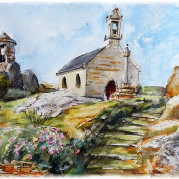 Painting titled "Brignogan espace sa…" by Rémy Nicolas Graphite, Original Artwork, Watercolor