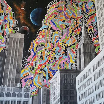 Painting titled "NYC 2019" by Remy Rault, Original Artwork, Acrylic