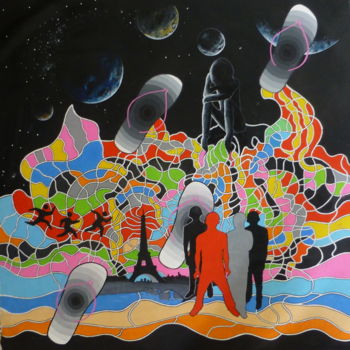 Painting titled "flip flop trip 10" by Remy Rault, Original Artwork, Acrylic