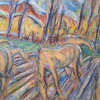 "chevaux dans la nat…" başlıklı Tablo Remy Rasse tarafından, Orijinal sanat, Guaş boya