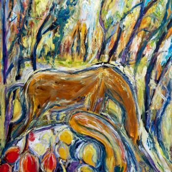 Картина под названием "chevaux - nature mo…" - Remy Rasse, Подлинное произведение искусства, Масло