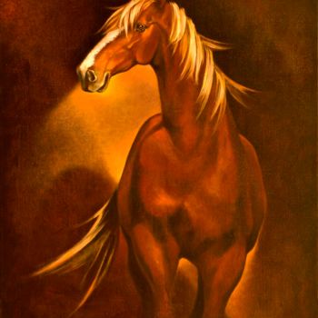 Painting titled "Proud Stallion (Fie…" by Art -Lsedra, Original Artwork, Oil